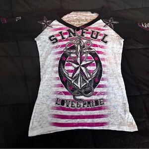 Sinful Graphic Tee with Anchor Design